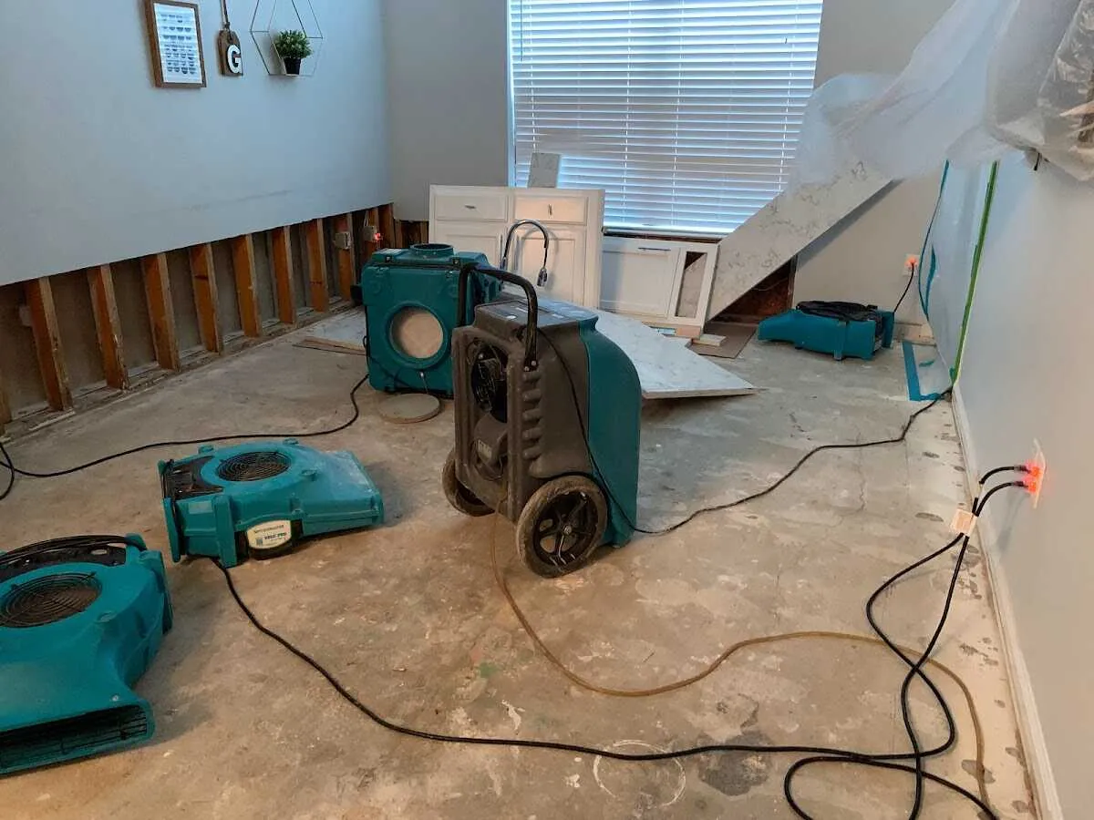 Dehumidifier in flood-cut room for Water Extraction & Removal in Lumberton